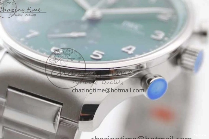 MIROTIME 0315 FastDry Portugieser Chronograph IW371615 ZF Best Edition Green Dial on SS Bracelet A7750 (Slim Movement) 7038